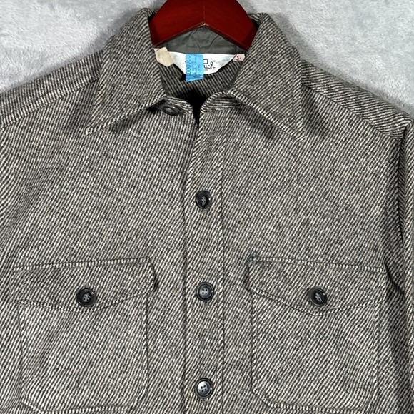 Woolrich Other - Woolrich Jacket Mens L Gray Wool Herringbone Tweed CPO Shirt Jacket *FLAWS